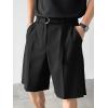 imageOYOANGLE Mens Pleated Golf Casual Loose Shorts Belt Solid Straight Leg Summer Beach Vacation Outfit Dress ShortsBlack