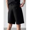 imageOYOANGLE Mens Pleated Golf Casual Loose Shorts Belt Solid Straight Leg Summer Beach Vacation Outfit Dress ShortsBlack