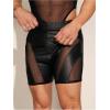 imageOYOANGLE Mens Pu Leather Elastic Waist Shorts Sheer Mesh Slim Fit Party Rave ShortsBlack