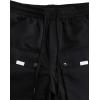 imageOYOANGLE Mens Streetwear Drawstring Waist Button Side Flap Pocket Crago Pants TrousersBlack