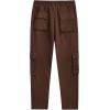 imageOYOANGLE Mens Streetwear Drawstring Waist Button Side Flap Pocket Crago Pants TrousersCoffee Brown