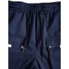 imageOYOANGLE Mens Streetwear Drawstring Waist Button Side Flap Pocket Crago Pants TrousersNavy Blue
