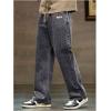 imageOYOANGLE Mens Vintage Elastic Drawstring Waist Jeans Casual Straight Leg Denim PantsDark Grey