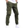 imageOYOANGLE Mens Cargo Jogger Pants Elastic Drawstring Waist Flap Pocket Joggers Hiking Outdoor Track JoggingArmy Green