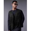 imageOYOANGLE Mens Casual Suede Top Shirt Boho Fringe Trim Open Front Sleeveless Vest Jacket WaistcoatBlack