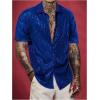 imageOYOANGLE Mens Sequin Shiny Button Down Shirt Short Sleeve Collared Shirts Party Holiday TopsBlue