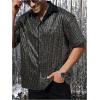 imageOYOANGLE Mens Sequin Shiny Button Down Shirt Short Sleeve Collared Shirts Party Holiday TopsDark Black