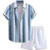 imageOYOANGLE Mens 2 Piece Outfits Beach Matching Sets Summer Short Sleece Shirt and Shorts Vacation OutfitsBlue