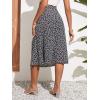 imageOYOANGLE Womens Boho Floral Print High Waisted A Line Split Thigh Summer Midi SkirtBlack
