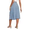 imageOYOANGLE Womens Boho Floral Print High Waisted A Line Split Thigh Summer Midi SkirtBlue