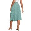 imageOYOANGLE Womens Boho Floral Print High Waisted A Line Split Thigh Summer Midi SkirtGreen
