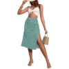 imageOYOANGLE Womens Boho Floral Print High Waisted A Line Split Thigh Summer Midi SkirtGreen