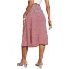 imageOYOANGLE Womens Boho Floral Print High Waisted A Line Split Thigh Summer Midi SkirtPink