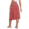 imageOYOANGLE Womens Boho Floral Print High Waisted A Line Split Thigh Summer Midi SkirtRed Floral