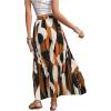 imageOYOANGLE Womens Boho Geo Print Elastic High Waist Flowy Pleated Maxi Skirt Vacation SkirtsBlack Orange