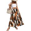 imageOYOANGLE Womens Boho Geo Print Elastic High Waist Flowy Pleated Maxi Skirt Vacation SkirtsBlack Orange