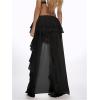 imageOYOANGLE Womens Boho Layered Ruffle Chiffon Maxi Skirt Y2K Elastic Cowgirl Western Asymmetrical SkirtsBlack