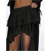 imageOYOANGLE Womens Boho Layered Ruffle Chiffon Maxi Skirt Y2K Elastic Cowgirl Western Asymmetrical SkirtsBlack