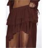 imageOYOANGLE Womens Boho Layered Ruffle Chiffon Maxi Skirt Y2K Elastic Cowgirl Western Asymmetrical SkirtsBrown