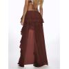 imageOYOANGLE Womens Boho Layered Ruffle Chiffon Maxi Skirt Y2K Elastic Cowgirl Western Asymmetrical SkirtsBrown