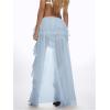 imageOYOANGLE Womens Boho Layered Ruffle Chiffon Maxi Skirt Y2K Elastic Cowgirl Western Asymmetrical SkirtsLight Blue