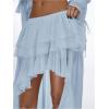 imageOYOANGLE Womens Boho Layered Ruffle Chiffon Maxi Skirt Y2K Elastic Cowgirl Western Asymmetrical SkirtsLight Blue