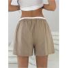 imageOYOANGLE Womens Color Block Straight Leg Summer Shorts Letter Patched Casual Lounge ShortsKhaki