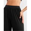 imageOYOANGLE Womens Elastic High Waist Wide Leg Pajama Pants Casual Comfy Lounge Sleep BottomsBlack