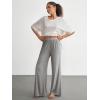imageOYOANGLE Womens Elastic High Waist Wide Leg Pajama Pants Casual Comfy Lounge Sleep BottomsGrey