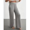 imageOYOANGLE Womens Elastic High Waist Wide Leg Pajama Pants Casual Comfy Lounge Sleep BottomsGrey
