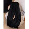 imageOYOANGLE Womens Elastic High Waist Wide Leg Pleated Flowy Pants Casual Loose Fit Summer Chiffon TrousersBlack