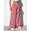 imageOYOANGLE Womens Gingham Wide Leg Y2K Long PantsRed