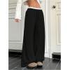 imageOYOANGLE Womens Lace Trim Wide Leg Sweatpants Drawstring Elastic Waist Loose Baggy Joggers with PocketsBlack