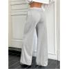 imageOYOANGLE Womens Lace Trim Wide Leg Sweatpants Drawstring Elastic Waist Loose Baggy Joggers with PocketsGrey