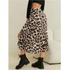 imageOYOANGLE Womens Leopard Print High Waisted Midi Skirt Cheetah Split Thigh A Line SkirtsBrown