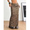 imageOYOANGLE Womens Leopard Print Maxi Skirt High Slit Elastic Waist Y2K Cheetah Pencil SkirtsBrown