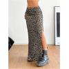 imageOYOANGLE Womens Leopard Print Maxi Skirt High Slit Elastic Waist Y2K Cheetah Pencil SkirtsDeep Brown