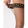 imageOYOANGLE Womens Leopard Print Thigh High Fishnet Stockings Skinny See Through Party Clubwear Retro TightsBlack and Brown