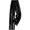 imageOYOANGLE Womens Metallic High Elastic Waist Straight Leg Pants Casual Party Nightout Clubwear Long PantsBlack