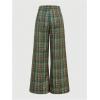 imageOYOANGLE Womens Plaid Print Wide Leg Long High Waisted Pants Y2K Casual Street Trousers with PocketsGreen