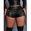 imageOYOANGLE Womens Pu Leather High Waisted Cut Out Skinny Stretch Biker Yoga Party ShortsBlack