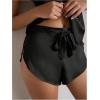 imageOYOANGLE Womens Satin Pajama Shorts Side Slit Elastic Waist Tie Front Sleep Shorts NightwearBlack
