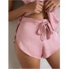imageOYOANGLE Womens Satin Pajama Shorts Side Slit Elastic Waist Tie Front Sleep Shorts NightwearPink