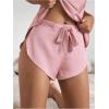 imageOYOANGLE Womens Satin Pajama Shorts Side Slit Elastic Waist Tie Front Sleep Shorts NightwearPink