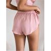 imageOYOANGLE Womens Satin Pajama Shorts Side Slit Elastic Waist Tie Front Sleep Shorts NightwearPink