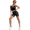 imageOYOANGLE Womens Sheer Mesh High Waist Biker Shorts Skinny Short Leggings Slip ShortsBlack