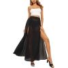 imageOYOANGLE Womens Sheer Mesh Hight Waist Split Beach Cover Up Long SkirtBlack
