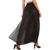 imageOYOANGLE Womens Sheer Mesh Hight Waist Split Beach Cover Up Long SkirtBlack
