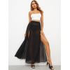 imageOYOANGLE Womens Sheer Mesh Hight Waist Split Beach Cover Up Long SkirtBlack