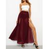 imageOYOANGLE Womens Sheer Mesh Hight Waist Split Beach Cover Up Long SkirtBurgundy